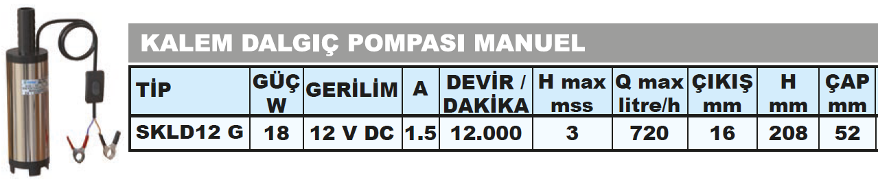 skld12g, skld 12 g mini dalgıç pompa