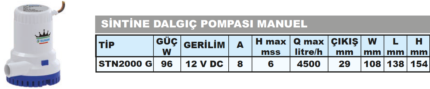 stn 2000g sintine pompası