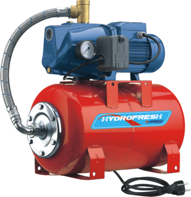 PEDROLLO JSWm 2CX - Y - 24LT  Tek Pompalı Paket Hidrofor (Tüm set dahil)  1 Hp, 47 Mss , 4,2 m3/h