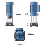 PEDROLLO MKm 2H - 3/3  Dik Milli Çift Pompalı Paket Hidrofor (Genleşme Tankı Hariç)  1 Hp, 52 Mss , 9,6 m3/h