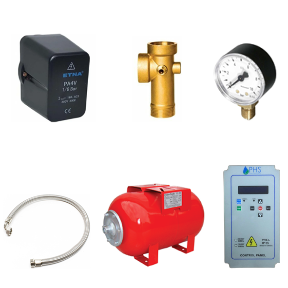 Hidrofor Aksesuar Paket Seti ( 24 Litre Tank + Pano + Bağlantı Aparatları )
