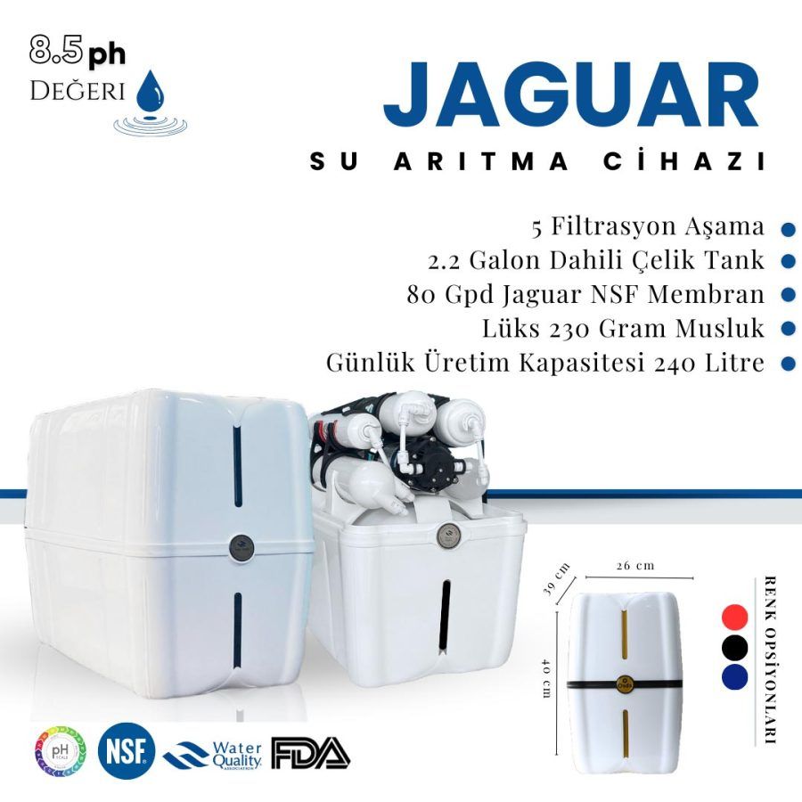 PRADA JAGUAR Pompalı 8 Litre Ev Tipi Tezgah Altı Su Arıtma Cihazı (Beyaz)