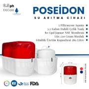 PRADA POSEİDON Pompalı 12 Litre Ev Tipi Tezgah Altı Su Arıtma Cihazı (Kırmızı)