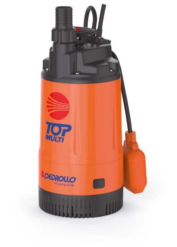 PEDROLLO TOP MULTI 1 Plastik Dalgıç Drenaj Pompası,  0.50 Hp , 27 Mss , 4,2 m3/h , 1,3mm partikül çapı , 5mt kablo